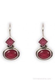 Silverwala Princess Delight Ruby Silver Drop Earring